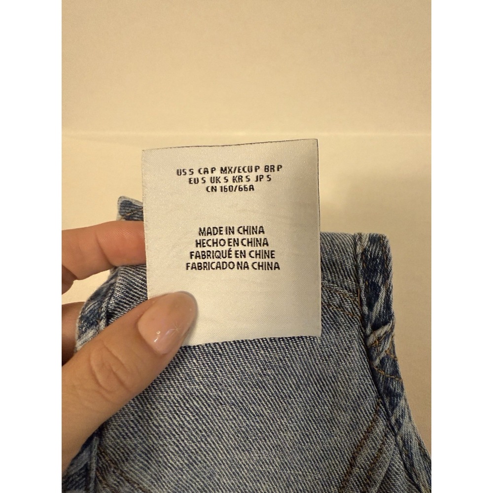 Fubu x Forever 21 Denim Overalls All Over Print 05 Orange Straps Y2K Women Sz S - Picture 10 of 16
